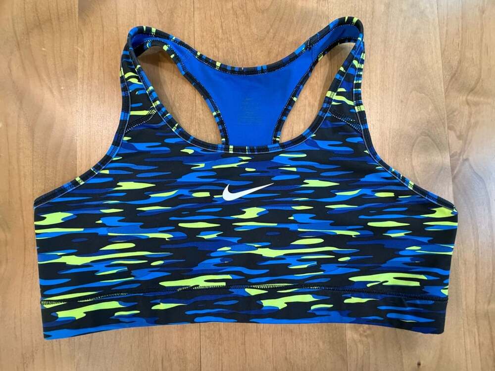 Nike Sports Bra Size XL Blue Camo Racerback Athletic Top
